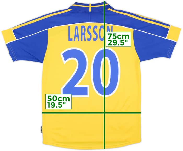 2000-02 Sweden Home Shirt Larsson #20 - 8/10 - (M)
