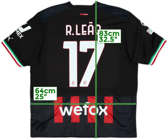 2022-23 AC Milan Home Shirt R.Leao #17 - 9/10 - (XL)