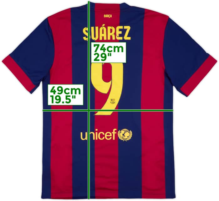 2014-15 Barcelona Home Shirt Suarez #9 - 7/10 - (M)