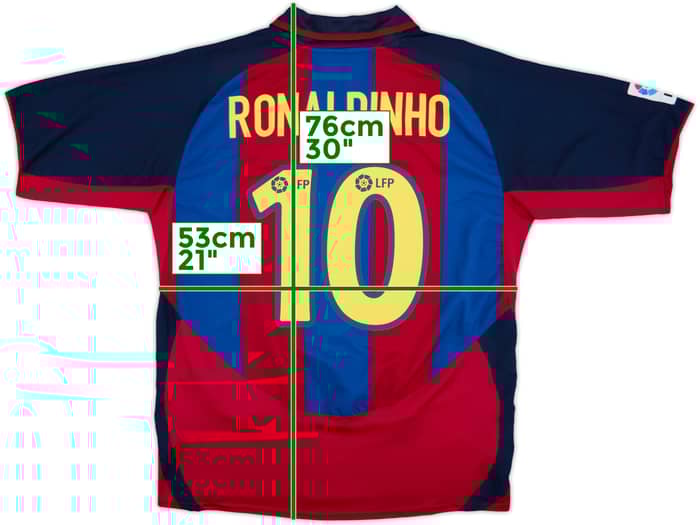 2003-04 Barcelona Home Shirt Ronaldinho #10 - 8/10 - (L)