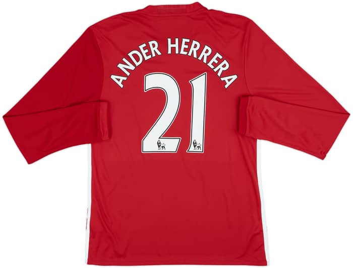 2016-17 Manchester United Home L/S Shirt Ander Herrera #21 - 8/10 - (M)