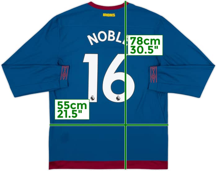 2018-19 West Ham Away L/S Shirt Noble #16 - 10/10 - (XL)