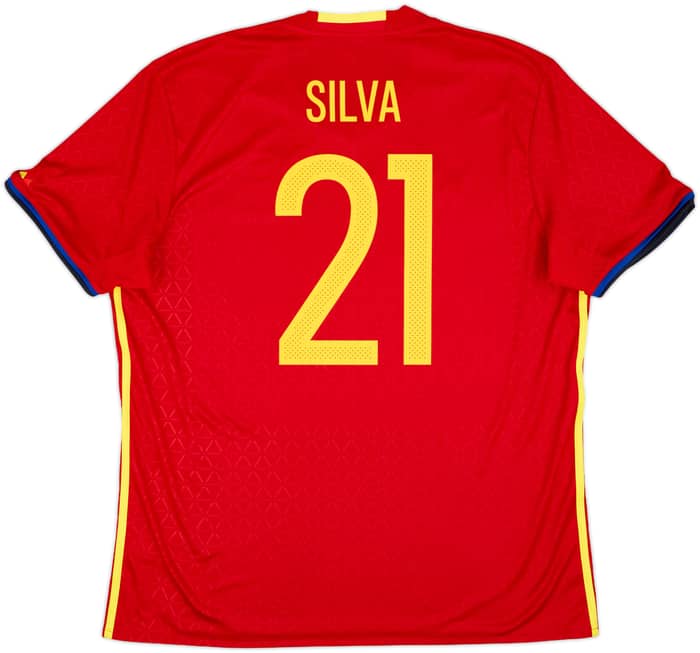 2016-17 Spain Home Shirt Silva #21 - 9/10 - (XL)