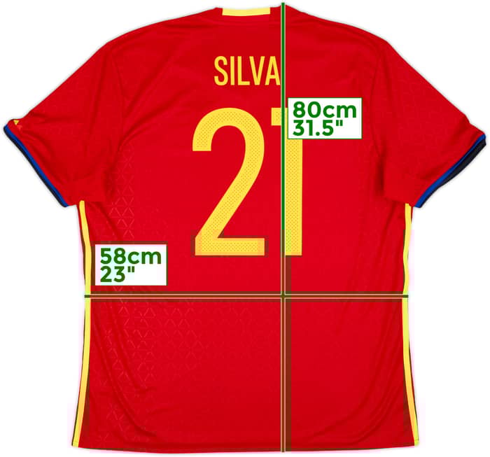2016-17 Spain Home Shirt Silva #21 - 9/10 - (XL)