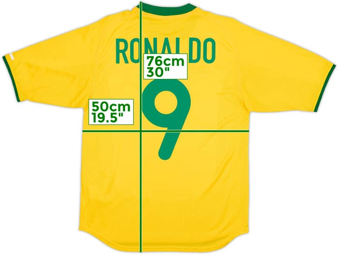 2000-02 Brazil Home Shirt Ronaldo #9 - 9/10 - (S)