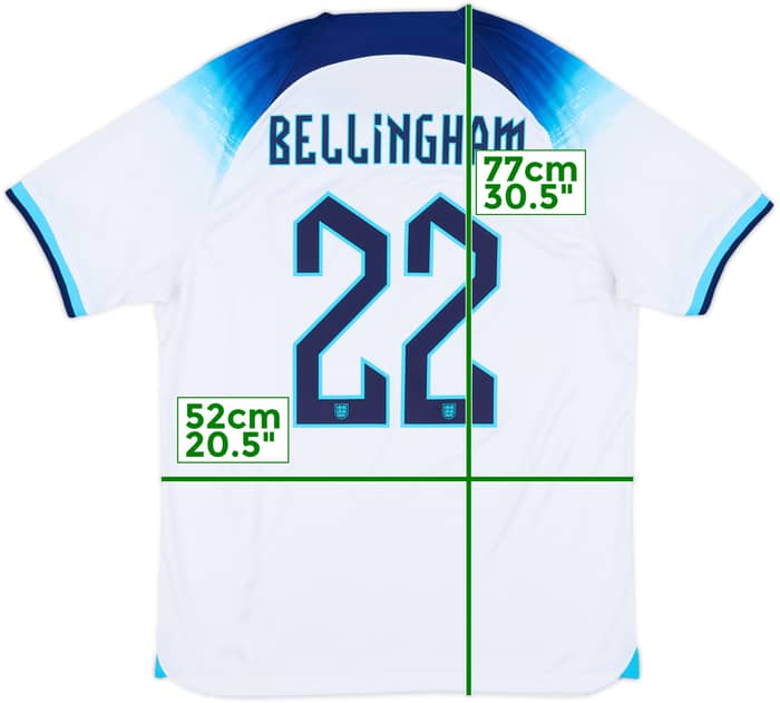 2022-23 England Home Shirt Bellingham #22 - 7/10 - (L)