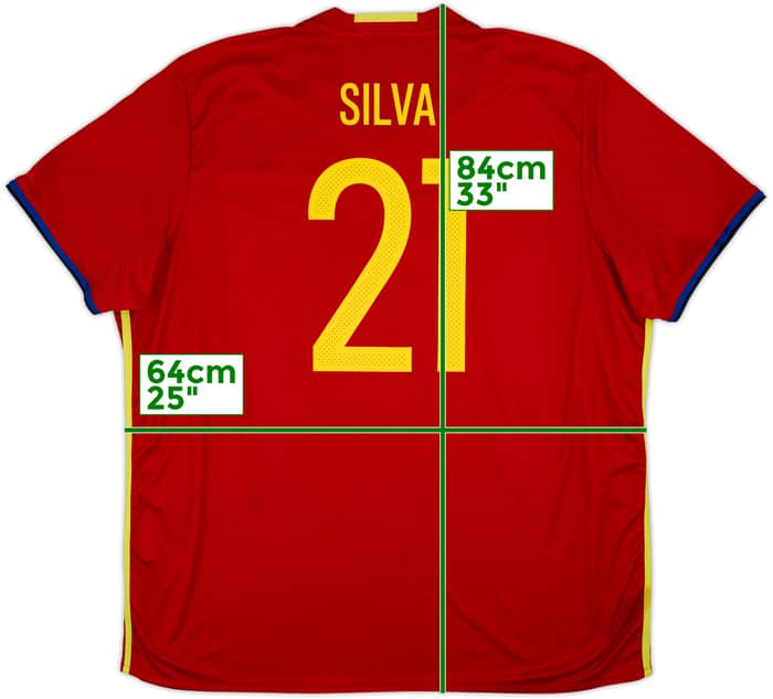 2016-17 Spain Home Shirt Silva #21 - 8/10 - (3XL)