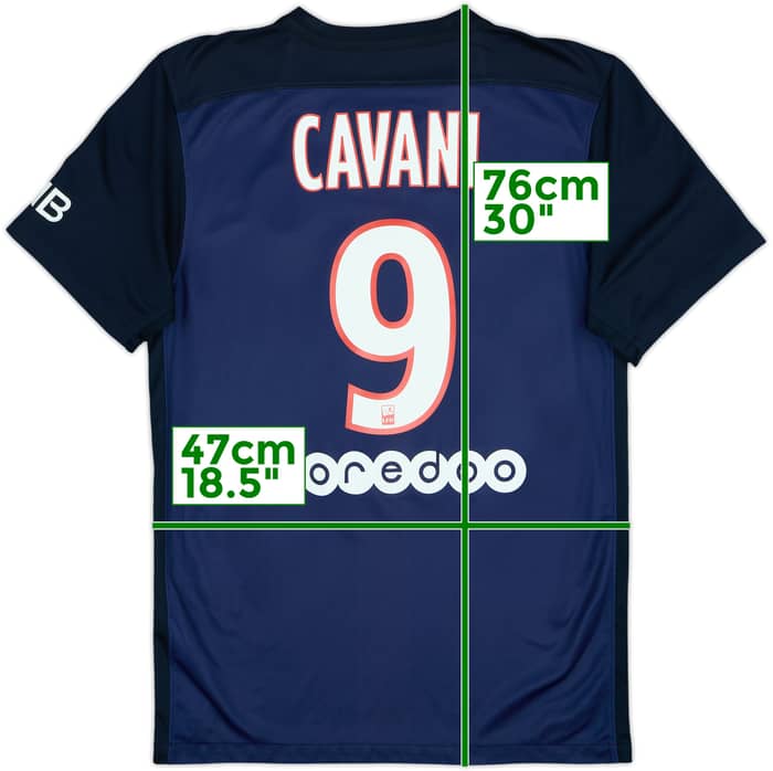 2015-16 Paris Saint-Germain Home Shirt Cavani #9 - 8/10 - (S)
