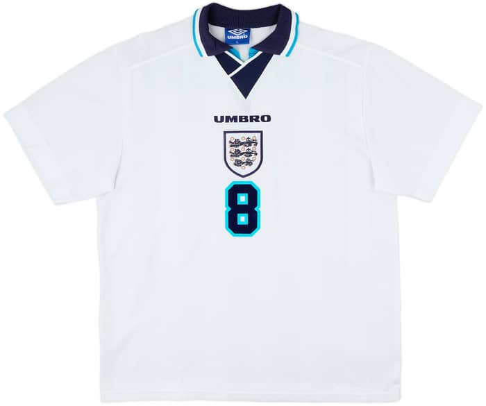 1995-97 England Home Shirt Gascoigne #8 - 9/10 - (XL)