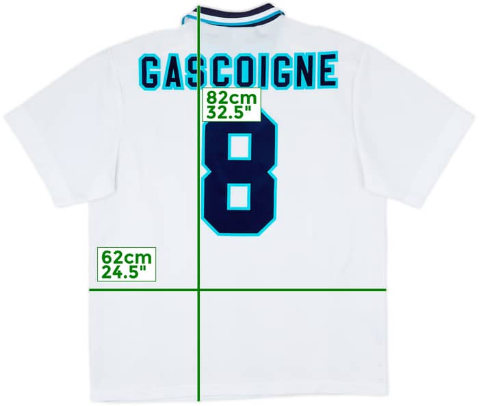 1995-97 England Home Shirt Gascoigne #8 - 9/10 - (XL)