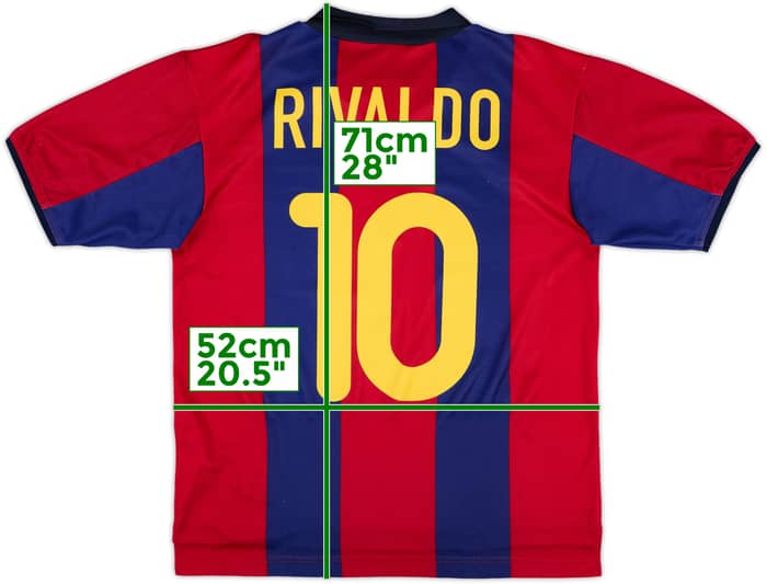 2000-01 Barcelona Basic Home Shirt Rivaldo #10 - 6/10 - (XL.Boys)