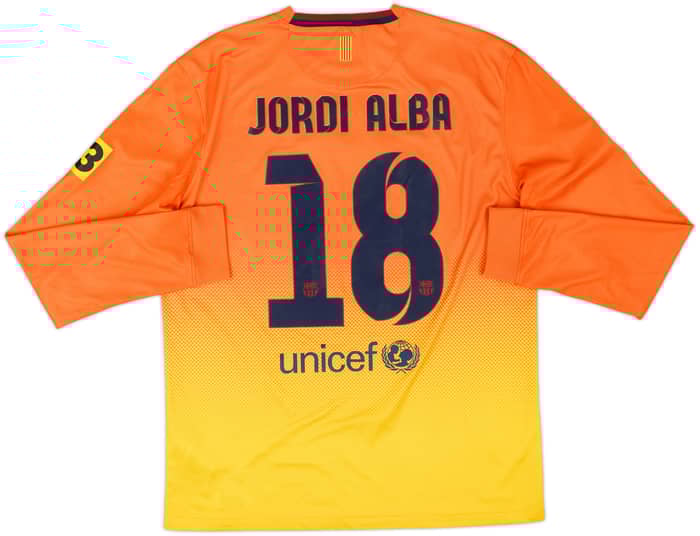 2012-13 Barcelona Away L/S Shirt Jordi Alba #18 - 7/10 - (M)