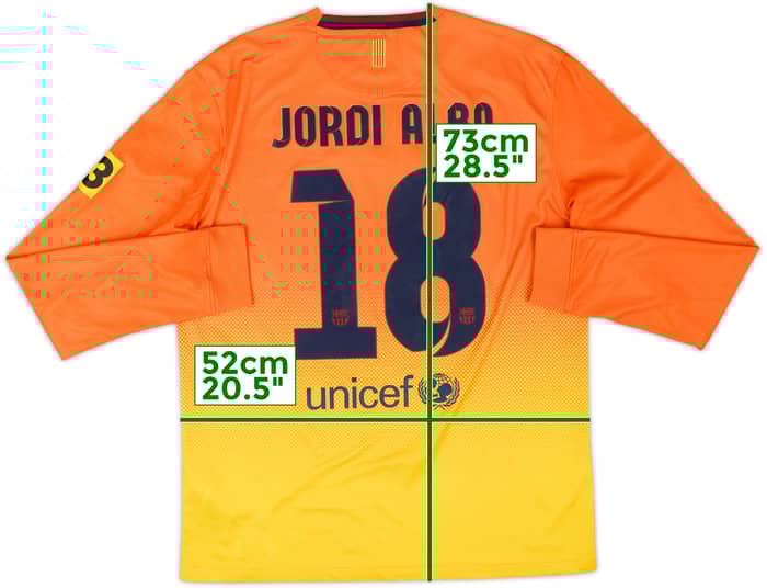 2012-13 Barcelona Away L/S Shirt Jordi Alba #18 - 7/10 - (M)