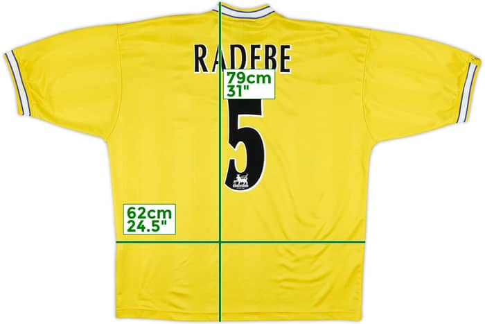 1996-99 Leeds United Away Shirt Radebe #5 - 8/10 - (XL)