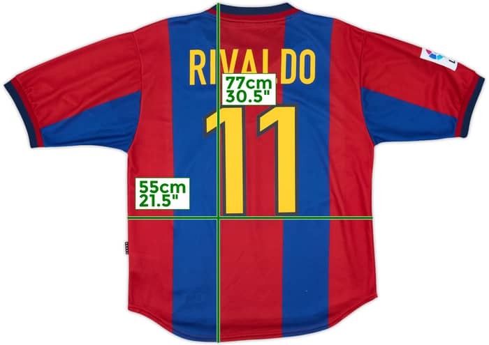 1998-00 Barcelona Home Shirt Rivaldo #11 - 8/10 - (M)