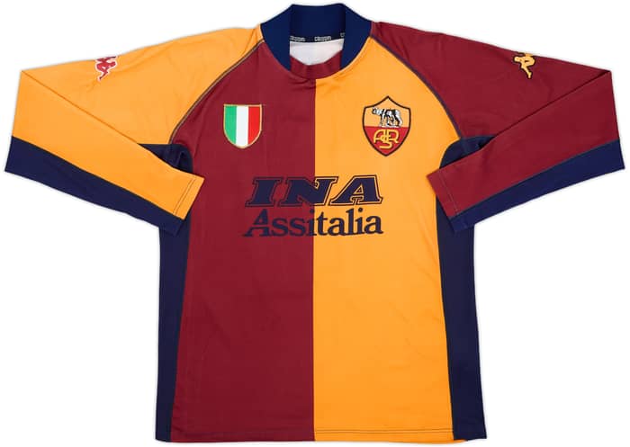 2001-02 Roma Home L/S Shirt Totti #10 - 7/10 - (L)