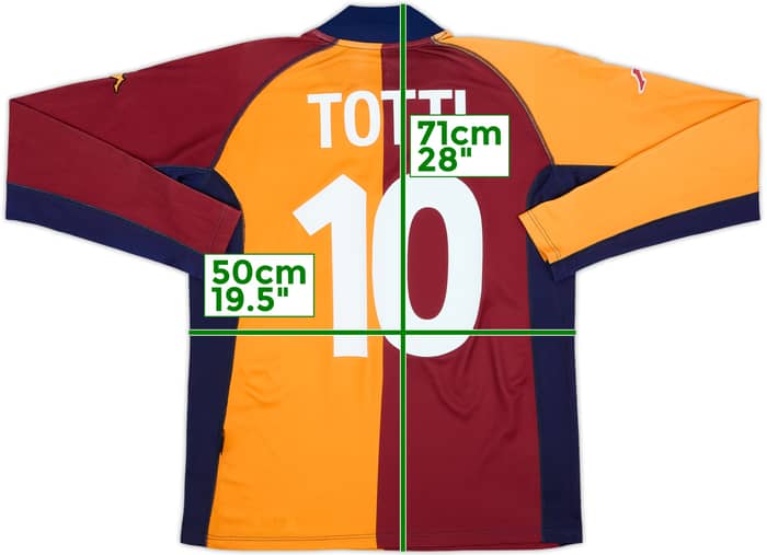 2001-02 Roma Home L/S Shirt Totti #10 - 7/10 - (L)