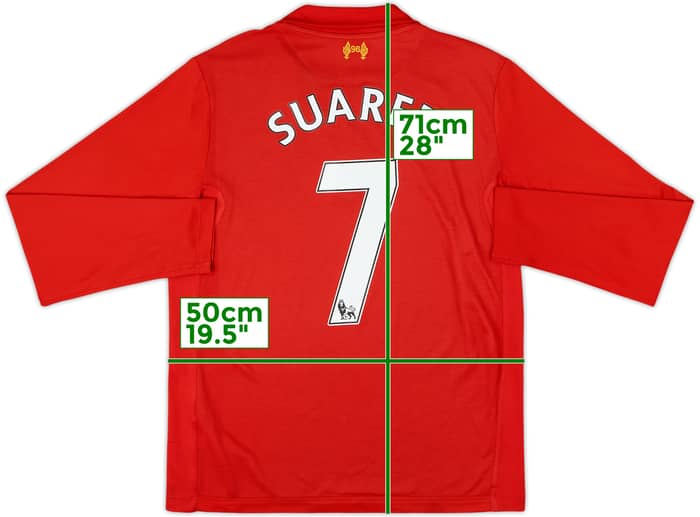 2012-13 Liverpool Home L/S Shirt Suarez #7 - 7/10 - (S)