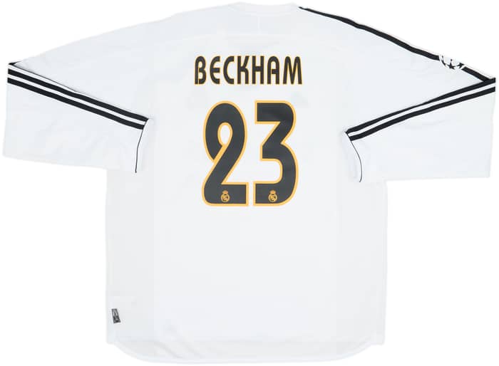 2003-04 Real Madrid Home L/S Shirt Beckham #23 - 9/10 - (XL)