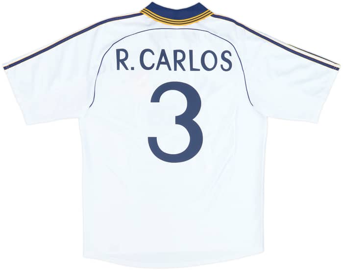1998-00 Real Madrid Home Shirt R.Carlos #3 - 8/10 - (L)