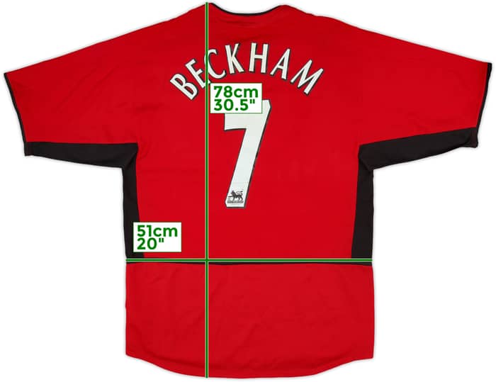 2002-04 Manchester United Home Shirt Beckham #7 - 7/10 - (M)