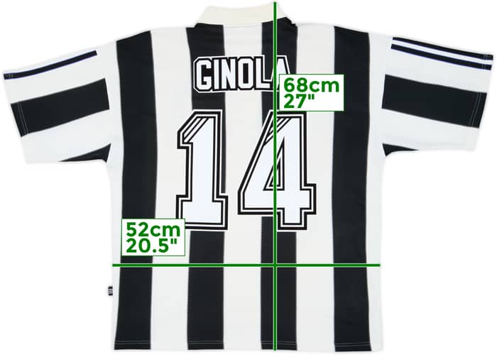 1995-97 Newcastle Home Shirt Ginola #14 - 8/10 - (M)