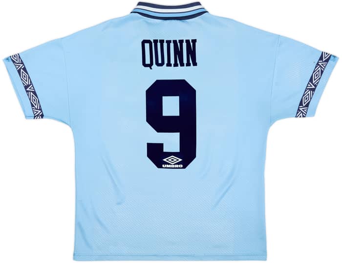 1993-95 Manchester City Home Shirt Quinn #9 - 8/10 - (L)