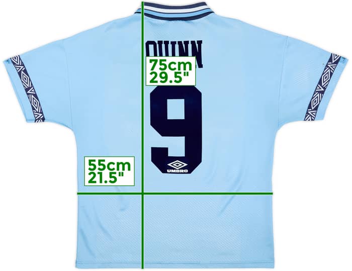 1993-95 Manchester City Home Shirt Quinn #9 - 8/10 - (L)