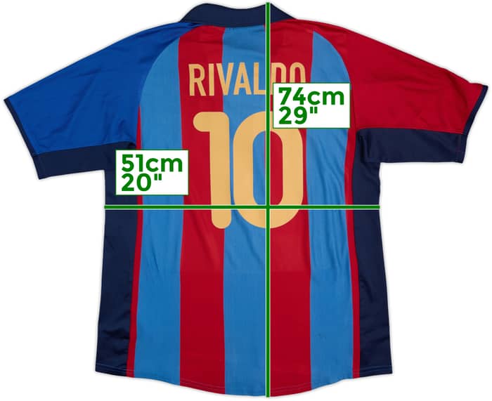2001-02 Barcelona Home Shirt Rivaldo #10 - 6/10 - (L)