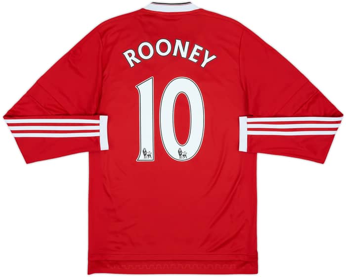 2015-16 Manchester United Home L/S Shirt Rooney #10 - 8/10 - (S)