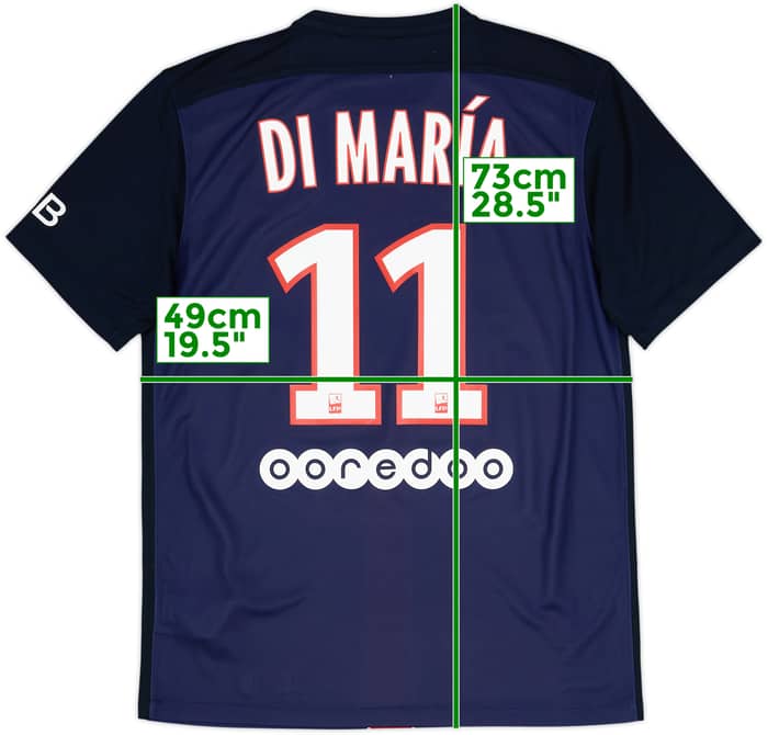 2015-16 Paris Saint-Germain Home Shirt Di Maria #11 - 8/10 - (M)