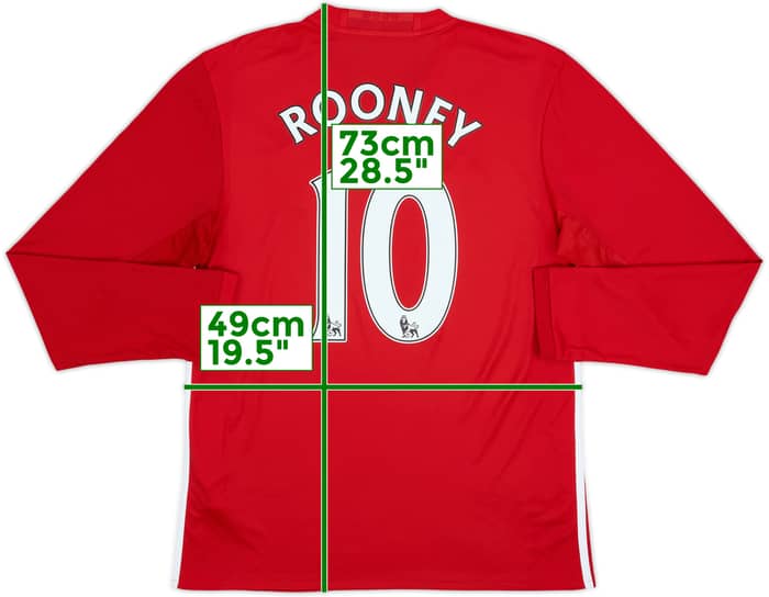2016-17 Manchester United Home L/S Shirt Rooney #10 - 10/10 - (M)