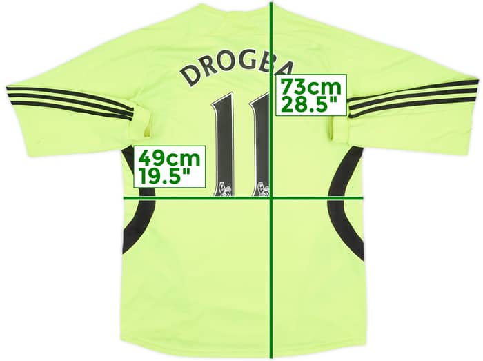 Camiseta de visitante de manga larga del Chelsea 2007-08 Drogba #11 - 6/10 - (Niños XL)