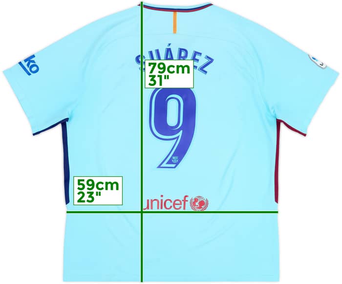 Camiseta de visitante del Barcelona 2017-18 Suarez #9 - 6/10 - (XXL)