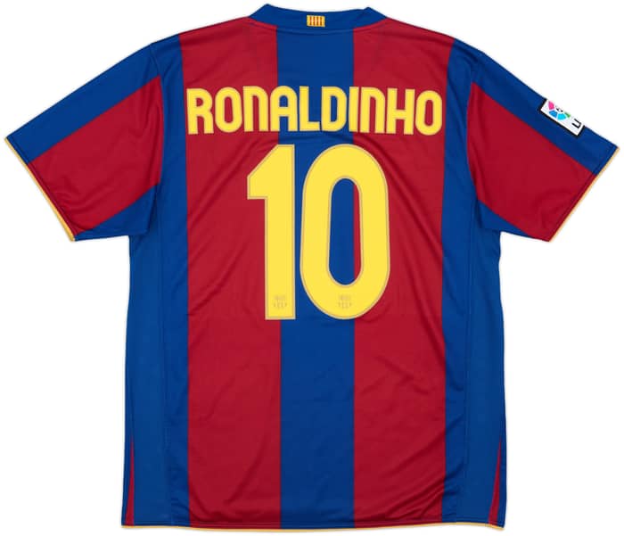 2007-08 Barcelona Home Shirt Ronaldinho #10 - 8/10 - (L)
