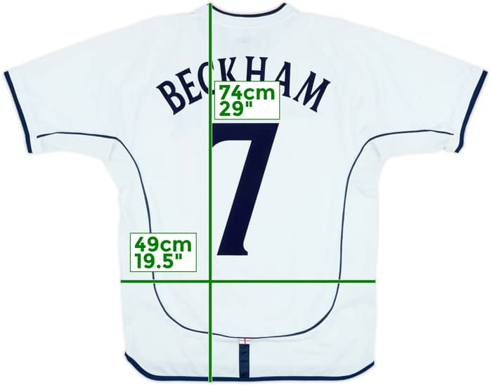 2001-03 England Home Shirt Beckham #7 - 6/10 - (M)