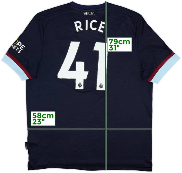 2021-22 West Ham Third Shirt Rice #41 - 9/10 - (XXL)