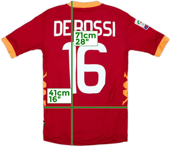 2011-12 Roma Home Shirt De Rossi #16 - 6/10 - (S)