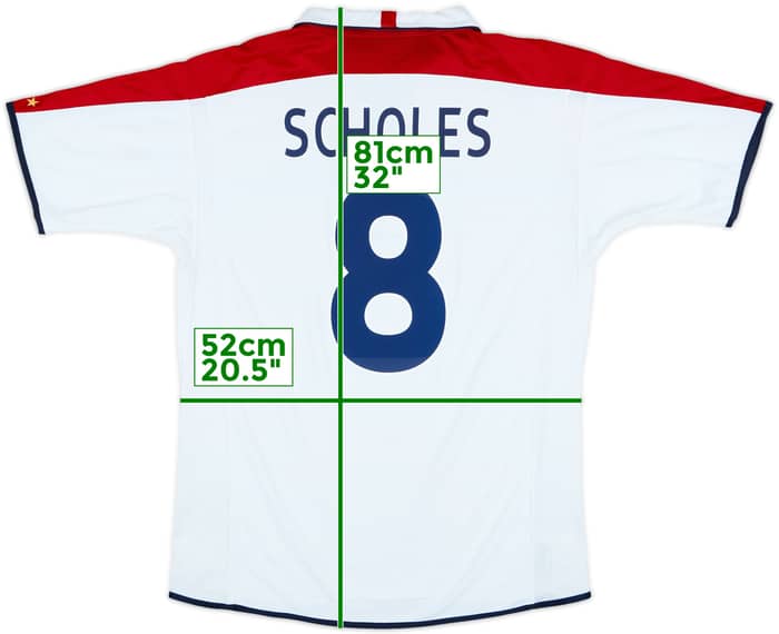 2003-05 England Home Shirt Scholes #8 - 8/10 - (L)