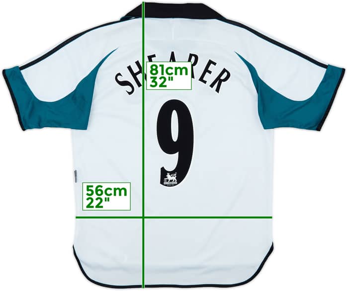 1999-00 Newcastle Away Shirt Shearer #9 - 6/10 - (L)