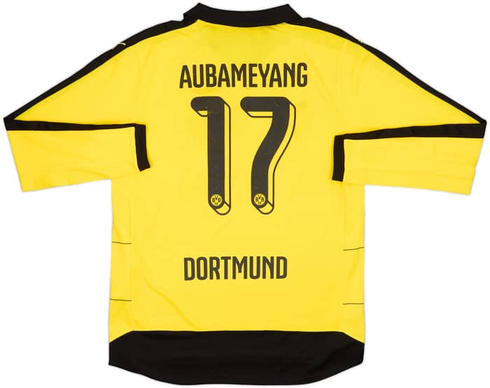 2015-16 Borussia Dortmund Home L/S Shirt Aubameyang #17 - 5/10 - (L)