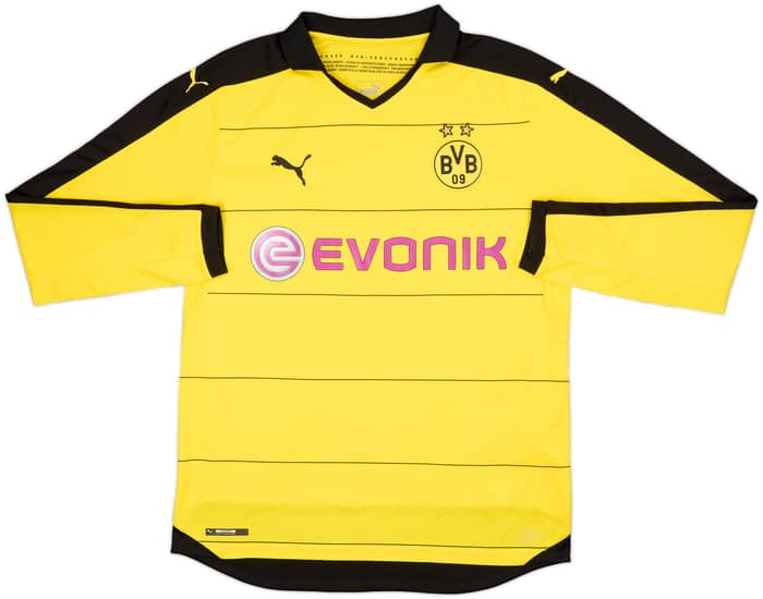 2015-16 Borussia Dortmund Home L/S Shirt Aubameyang #17 - 5/10 - (L)
