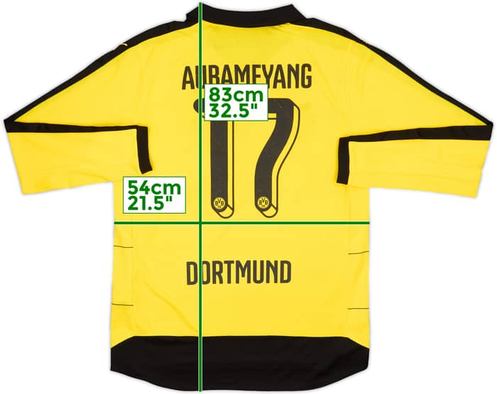 2015-16 Borussia Dortmund Home L/S Shirt Aubameyang #17 - 5/10 - (L)