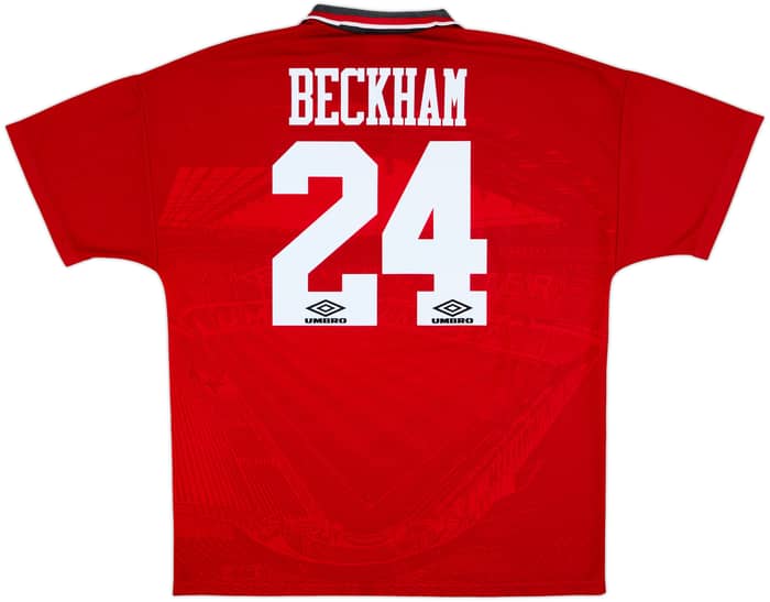 1994-96 Manchester United Home Shirt Beckham #24 - 8/10 - (XL)