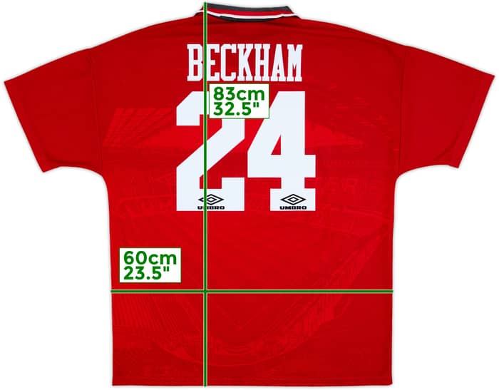 1994-96 Manchester United Home Shirt Beckham #24 - 8/10 - (XL)