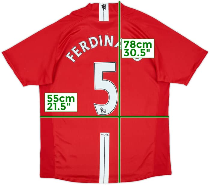 2007-09 Manchester United Home Shirt Ferdinand #5 - 5/10 - (L)