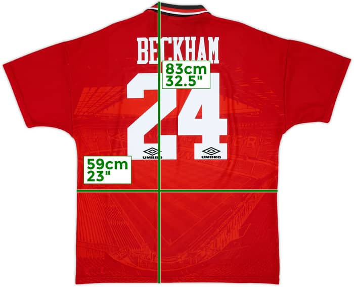 1994-96 Manchester United Home Shirt Beckham #24 - 8/10 - (XL)
