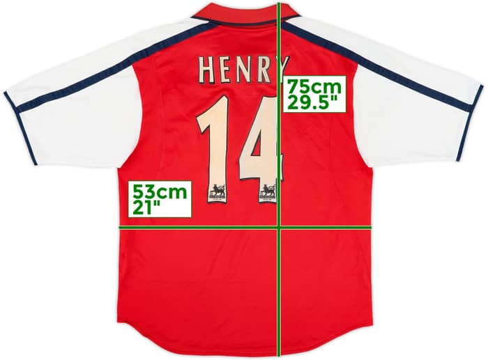2000-02 Arsenal Home Shirt Henry #14 - 6/10 - (M)