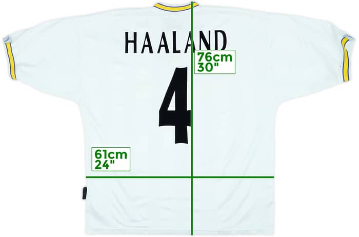 1996-98 Leeds United Home Shirt Haaland #4 - 7/10 - (XL)