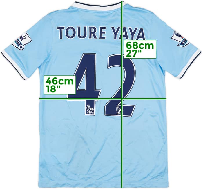2013-14 Manchester City Home Shirt Toure #42 - 6/10 - (XL.Boys)